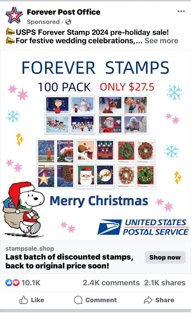USPS 2024 holiday sale scam