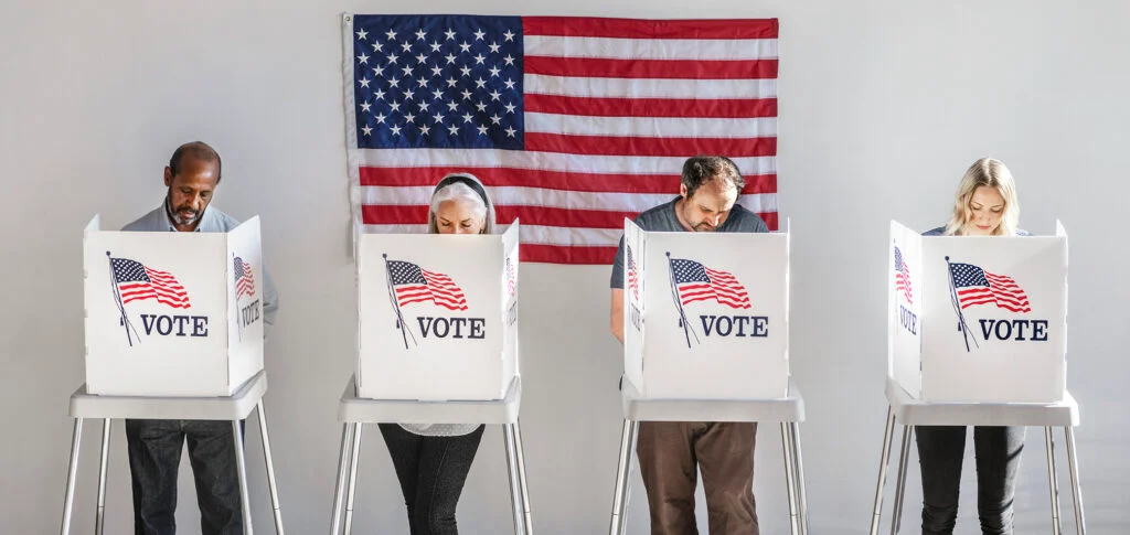 American at a polling booth