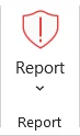 Shield icon with red exclamation mark above the word ‘Report’ and a dropdown arrow.