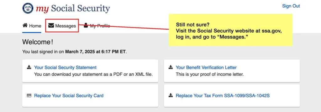 Social security messages