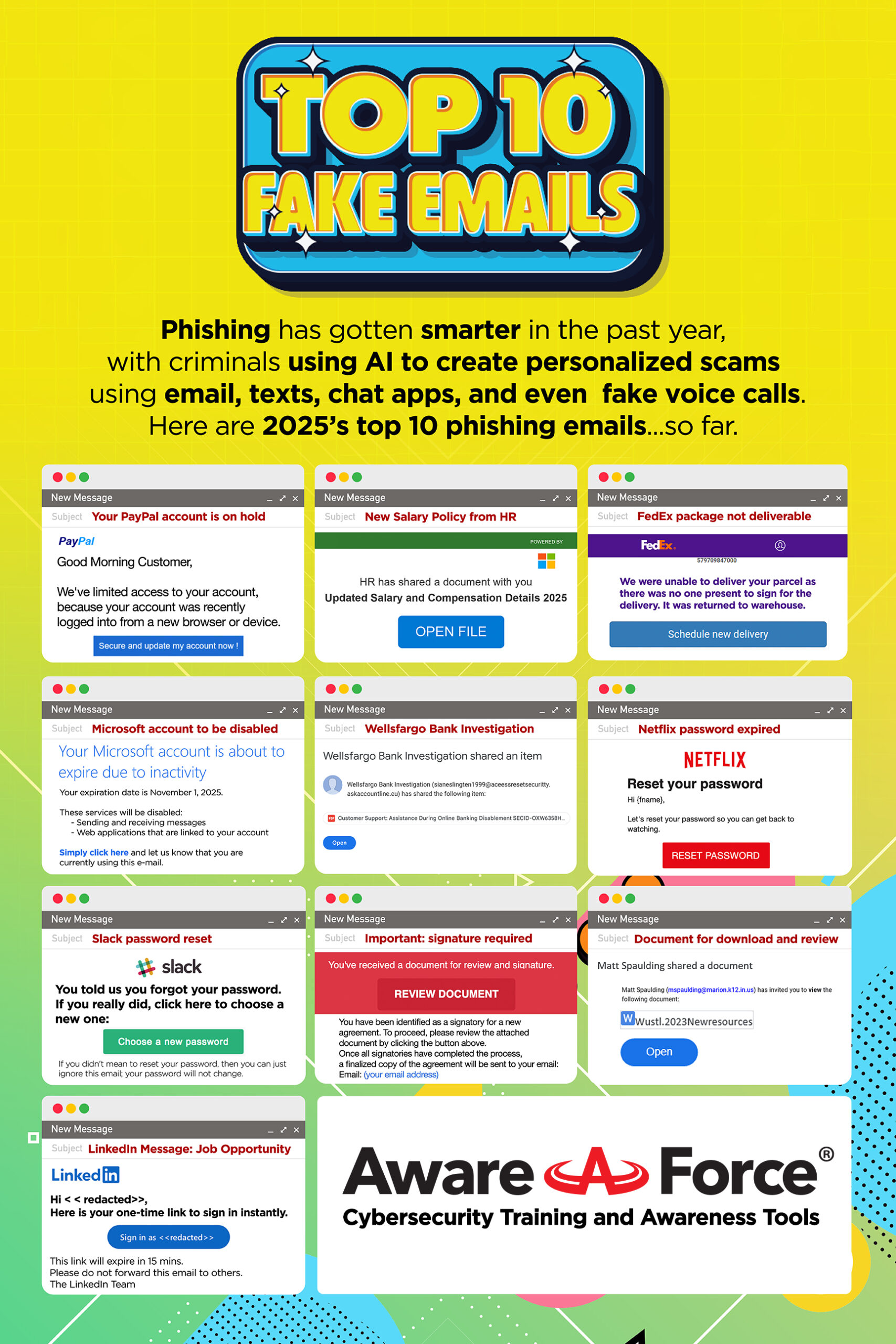 Aware force top 10 fake emails flat opt