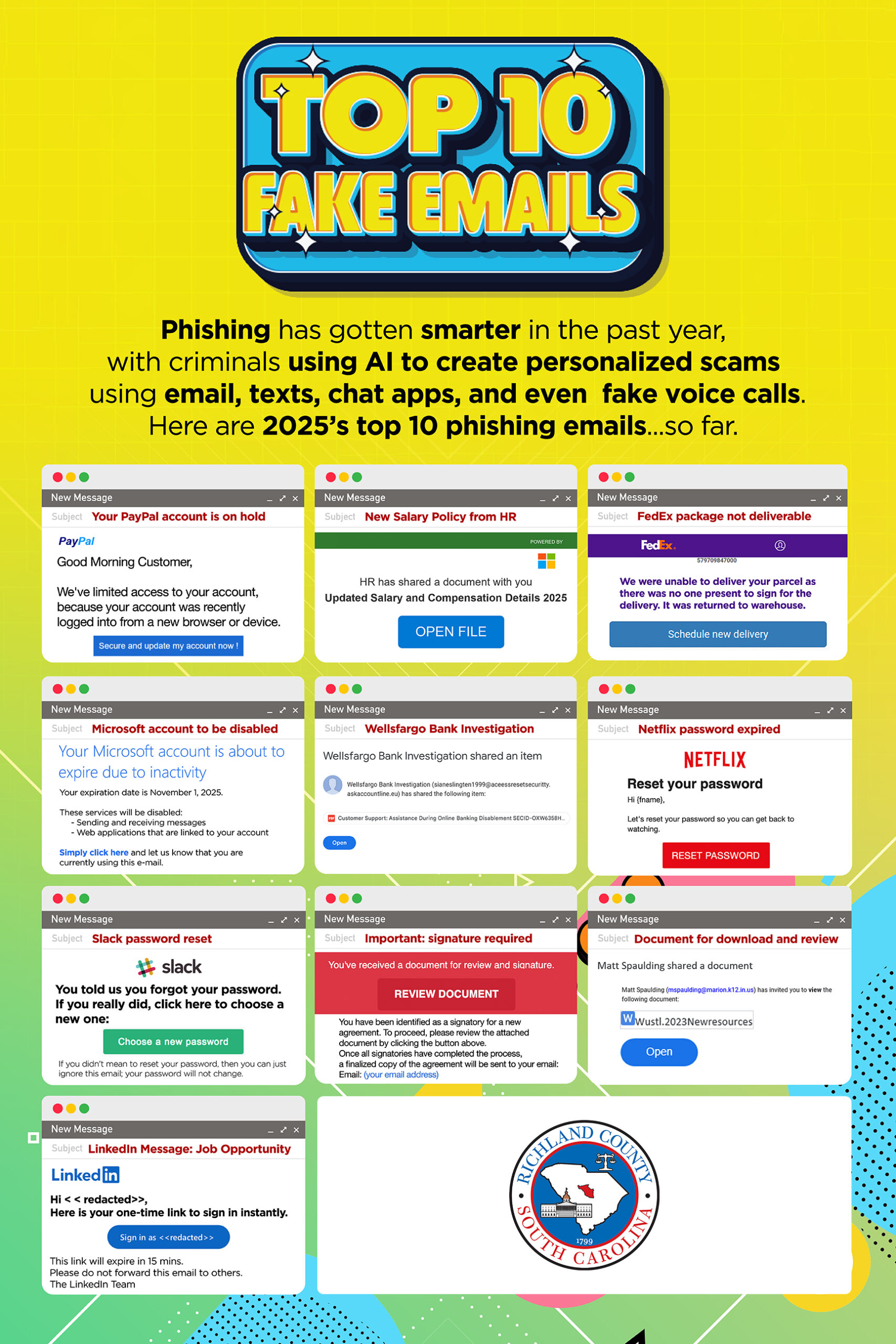 Richland county top 10 fake emails flat opt